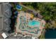 Aerial view of the community pool, splash pad and manicured landscaping at 14290 Ocean Hwy. # 312, Pawleys Island, SC 29585