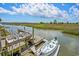 Private boat dock with a sink, perfect for cleaning your catch, with marsh views at 172 Colony Point Dr., Georgetown, SC 29440