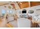 Cozy living room featuring wood paneled vaulted ceilings, ceiling fans, and comfortable furniture at 172 Colony Point Dr., Georgetown, SC 29440