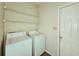 Laundry room equipped with a washer, dryer, and shelving for storage at 185 Lander Dr., Conway, SC 29526