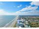 Breathtaking aerial view of the condo building and the beautiful beachfront and ocean views at 2501 S Ocean Blvd. # 831, Myrtle Beach, SC 29577