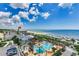 Aerial view of an oceanfront resort featuring a pool, waterslide, and beach access at 3000 Ocean Blvd. N # 508, Myrtle Beach, SC 29577