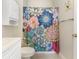 Bathroom featuring toilet, cabinet, modern vanity, and colorful floral shower curtain at 334 Kiskadee Loop # 18-L, Conway, SC 29526