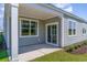 Covered back patio with gray siding, white trim, and a concrete floor perfect for outdoor living at 493 Blissful Ln., Little River, SC 29566