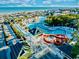 Aerial shot of waterpark area showcasing various water slides and attractions near the beach at 6001 - 1864 S Kings Hwy., Myrtle Beach, SC 29575