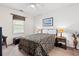 Well-lit bedroom featuring a ceiling fan, a patterned bedspread, and bedside tables with lamps at 601 Hillside Dr. # 4424, North Myrtle Beach, SC 29582