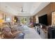 Cozy living room featuring neutral color palette, recessed lighting, and ceiling fan at 605 Cavandish Dr., Myrtle Beach, SC 29588