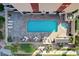 Beautiful aerial view showcases the community pool and jacuzzi at 7509 N Ocean Blvd. # 404, Myrtle Beach, SC 29572