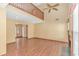 Spacious living area with hardwood floors, high ceilings, and a cozy fireplace at 934 Tiffany Ln., North Myrtle Beach, SC 29582