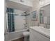 Bright bathroom with updated vanity, shower-tub combination with new fixtures at 9661 Shore Dr. # B-3, Myrtle Beach, SC 29572