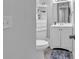 Bathroom with vanity, storage, and tiled floors at 1100 Possum Trot Rd. # D-205, North Myrtle Beach, SC 29582