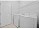 Functional laundry room with washer, dryer, door, and wire shelving for storage at 122 Parmelee Dr. # A, Murrells Inlet, SC 29576