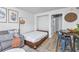 Inviting living space featuring a pullout bed, modern furniture, and a dining table at 1501 S Ocean Blvd. # 1250, Myrtle Beach, SC 29577