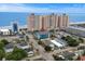 Aerial view showcasing condo in proximity to beach, high rise resorts, and residential neighborhood at 2700 S Ocean Blvd. # A-3, North Myrtle Beach, SC 29582