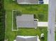 Birds eye view of a single-Gathering home showing the roof, landscaping, lawn and driveway at 424 Enderby Way, Little River, SC 29566