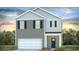 Charming two-story home featuring gray siding, a one car garage, and a welcoming covered front entry at 442 Acosta Circle, Conway, SC 29527