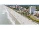 Wide angle shot of a beach featuring condos and hotel in the background at 5511 North Ocean Blvd. # 806, Myrtle Beach, SC 29577