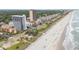 Expansive beachfront property featuring nearby tall buildings, a road, and a sandy shore at 5511 North Ocean Blvd. # 806, Myrtle Beach, SC 29577