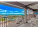 This covered balcony boasts ocean views and ample seating to enjoy the scenery at 5905 S Kings Hwy. # 523 A, Myrtle Beach, SC 29575