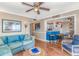 Comfortable living room showing views to the kitchen with bar seating and bright accents at 5905 S Kings Hwy. # 523 A, Myrtle Beach, SC 29575