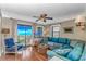 Cozy living room with comfortable seating and stunning ocean views from the balcony at 5905 S Kings Hwy. # 523 A, Myrtle Beach, SC 29575