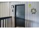 Condo entrance with gray door and seaside decor at 6000 N Ocean Blvd. # 133, North Myrtle Beach, SC 29582