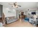 Inviting living room featuring hardwood floors and an open floor plan connecting to the kitchen area at 6001 - B7 S Kings Hwy., Myrtle Beach, SC 29575