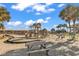 Beach playground featuring slides, swings, picnic tables, and scenic palm tree views at 6001-N73 South Kings Hwy., Myrtle Beach, SC 29575