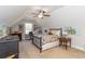 Spacious bedroom with vaulted ceilings, ceiling fan, and charming decor at 672 Ashley Manor Dr., Longs, SC 29568
