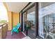 This balcony has access via sliding glass door and ocean views with seating at 6900 N Ocean Blvd. # 710, Myrtle Beach, SC 29572