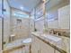 Beautifully updated bathroom with a glass shower, granite countertop and modern fixtures at 80 Landing Dr. # 80, Pawleys Island, SC 29585