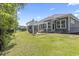 Landscaped backyard with patio and covered seating area at 1007 Longwood Bluffs Circle, Murrells Inlet, SC 29576