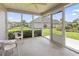 Relaxing screened-in porch featuring a ceiling fan and views of the manicured lawn and lush green landscaping at 10106 Duval Dr., Murrells Inlet, SC 29576