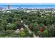 Aerial view showcasing proximity to the beach and other high rise buildings and mature trees at 1111 King St., Myrtle Beach, SC 29577