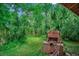 Lush backyard featuring a brick grill, perfect for outdoor entertaining and enjoying nature at 1261 Parkhill Dr., Conway, SC 29526