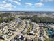 An aerial view of a planned community with trees, ponds and distant ocean view at 1549 Kensington Ln., Myrtle Beach, SC 29577