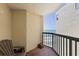 Private balcony with a comfortable chair and ocean views at 201 Ocean Blvd. S # 1505, North Myrtle Beach, SC 29582
