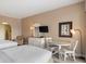 Bedroom with two beds, a television, and a view into the bathroom at 201 Ocean Blvd. S # 1505, North Myrtle Beach, SC 29582