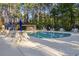 Community pool surrounded by lounge chairs and tall trees at 202 Glenwood Dr., Conway, SC 29526