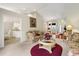 Inviting living room featuring vaulted ceilings, plush seating, and seamless flow into the kitchen at 202 Glenwood Dr., Conway, SC 29526
