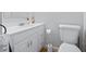 Clean bathroom featuring a white vanity, toilet, and ample space at 206 Dogwood Dr., Myrtle Beach, SC 29575