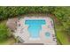 An aerial shot of the community pool with plenty of seating and a hot tub for relaxation at 3 Birdsong Ct., Murrells Inlet, SC 29576