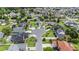 Aerial view showcasing a well-planned neighborhood with mature trees, manicured lawns, and varied home styles at 3605 Kingsley Dr., Myrtle Beach, SC 29588