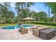 Beautiful backyard pool with a patio seating area for relaxation and outdoor enjoyment at 78 Oakmont Dr., Pawleys Island, SC 29585