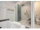 Bathroom boasting a stylish tiled shower, jacuzzi tub, and modern fixtures at 78 Oakmont Dr., Pawleys Island, SC 29585
