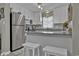 This kitchen features stainless appliances and granite countertops at 843 Villa Dr. # 843, North Myrtle Beach, SC 29582