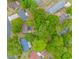 Aerial view of homes surrounded by lush trees in a residential neighborhood at 930 S Marlin Circle, Murrells Inlet, SC 29576