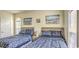Comfortable nautical-themed bedroom with two beds, coordinated bedding, decor and natural light from windows at 9780 Leyland Dr. # 112, Myrtle Beach, SC 29572