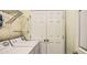 Convenient laundry area with a modern washer and dryer set, along with shelving and extra closet storage at 9780 Leyland Dr. # 112, Myrtle Beach, SC 29572