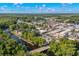 Aerial view of a town featuring bridges over a river and green foliage at 1015 Elm St. # 4, Conway, SC 29526